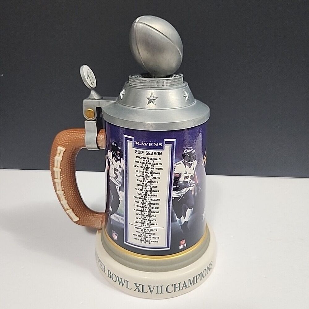 Bradford Exchange 2013 Baltimore Ravens Super Bowl XLII Champions Stein #1622